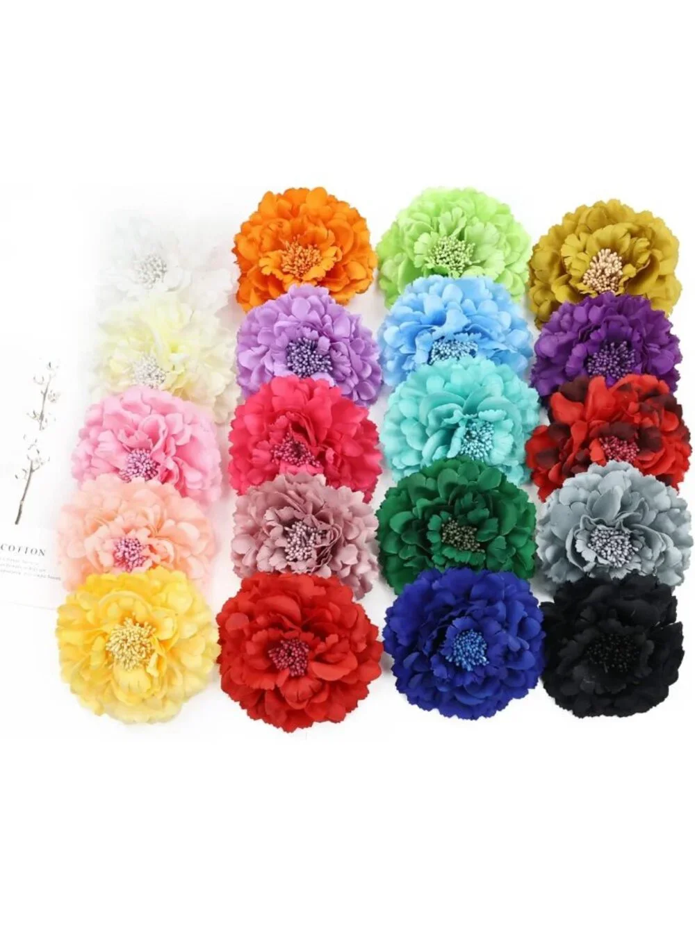 20 Pack Colorful Fake Peony Hair Clips - Floral Alligator Barrettes for Weddings